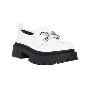 Madden Girl Ashlee White Platform Lug-Sole Bit Loafers - 9.5